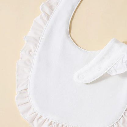 Conjunto 3 Babetes para Bebé Menina 100% Algodão com Renda Branca