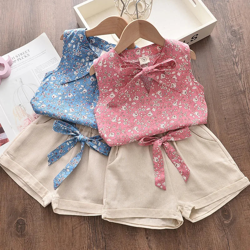 Conjunto de Verão para Menina Túnica sem Mangas e Calções