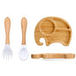 Conjunto de Pratos Infantis em Bambu com Ventosa em Silicone - 3 Peças