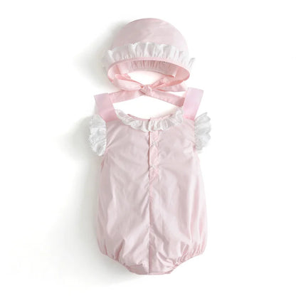 Fato de Verão para Bebé Menina com Gorro – Algodão