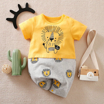 Babygrow de Verão Estampa de Leão em Algodão