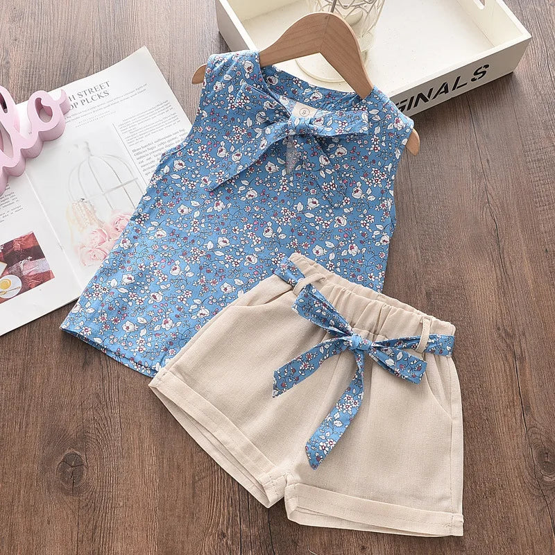 Conjunto de Verão para Menina Túnica sem Mangas e Calções