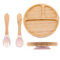 Conjunto de Pratos Infantis em Bambu com Ventosa em Silicone - 3 Peças