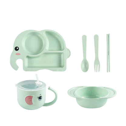 Conjunto de Talheres Infantis 6 Peças – Prato, Tigela, Copo, Colher e Garfo