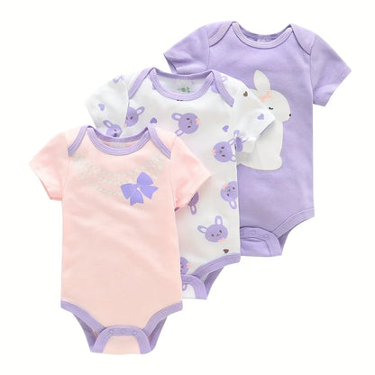 Conjunto de 3 Bodys para Bebé – 100% Algodão