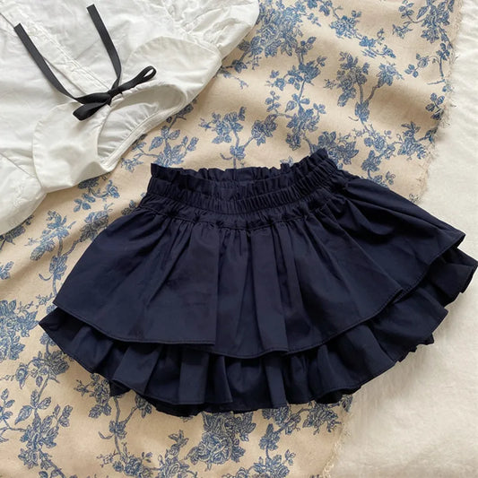 Calções com Folhos Estilo Saia para Menina