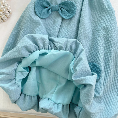 Conjunto de Verão para Meninas - Top sem Mangas com Laço e Calções