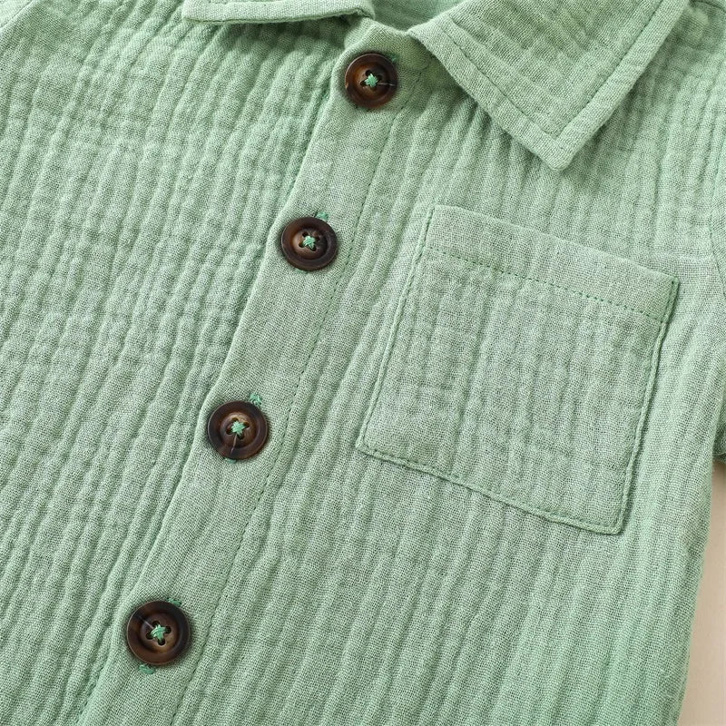 Conjunto Verão 2 Peças para Bebé Menino – Camisa Manga Curta com Bolsos e Calções