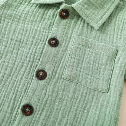 Conjunto Verão 2 Peças para Bebé Menino – Camisa Manga Curta com Bolsos e Calções