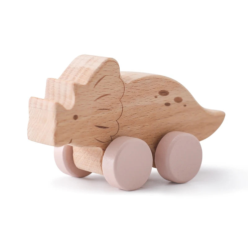 Brinquedo de Madeira para Bebé – Carrinho com Formato de Dinossauro
