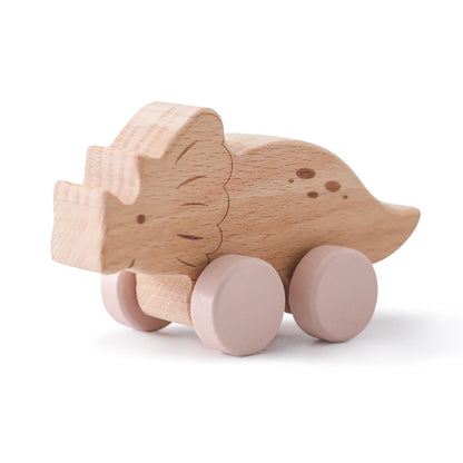 Brinquedo de Madeira para Bebé – Carrinho com Formato de Dinossauro