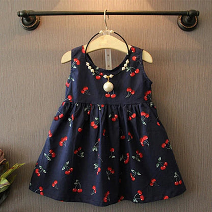 Vestido com Alças em Padrão aos Quadrados para Menina