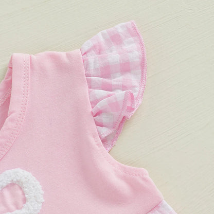Fato-Macaco de Verão para Bebé Menina com Laço e Bordado