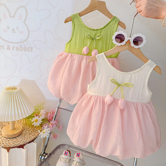 Vestido de Verão para Bebé Menina com Padrão de Túlipas
