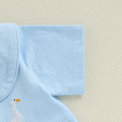 Fato de Verão para Bebé Menina com Bordado de Pato