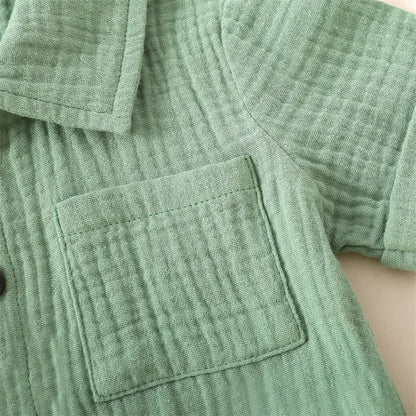 Conjunto Verão 2 Peças para Bebé Menino – Camisa Manga Curta com Bolsos e Calções