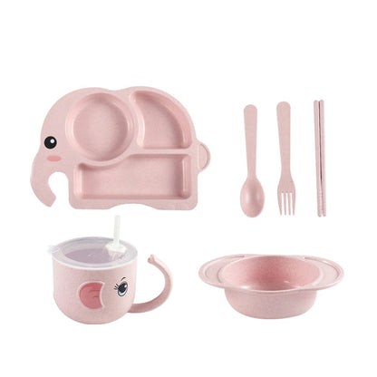 Conjunto de Talheres Infantis 6 Peças – Prato, Tigela, Copo, Colher e Garfo