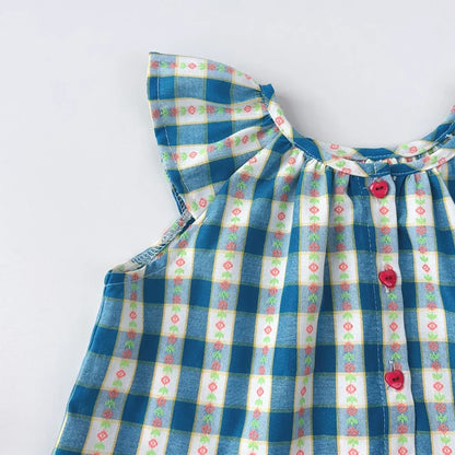 Conjunto de Verão 2 Peças para Menina – Com Camisa de Folhos e Calções