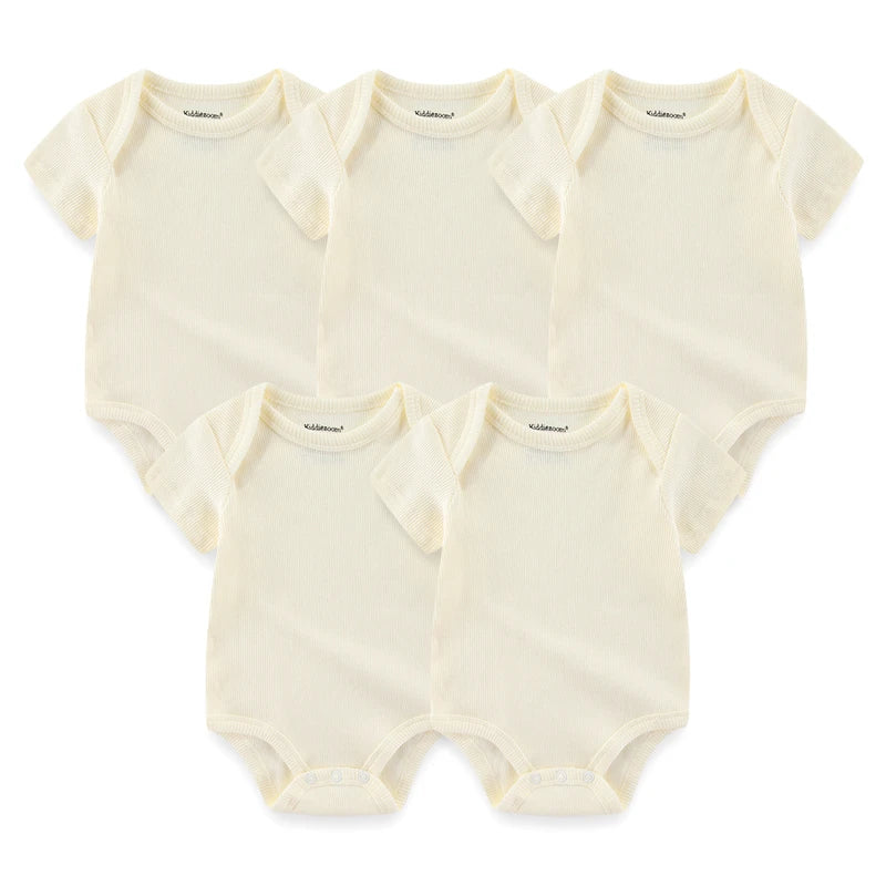Conjunto 5 Peças para Recém-Nascido – Babygrows em Algodão Canelado