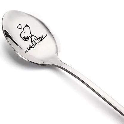 Colher Infantil em Aço Inoxidável com Estampa do Snoopy para Crianças
