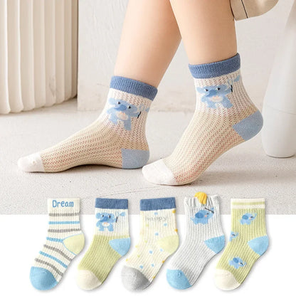 Meias Infantis em Malha Respirável – Pack 5 Pares