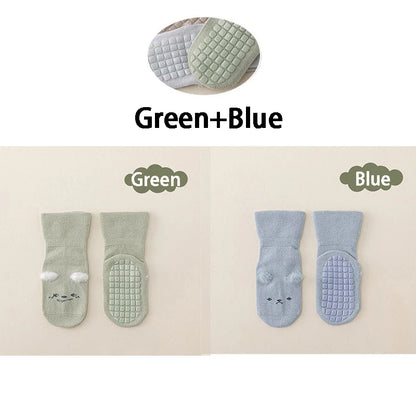 2 Pares de Meias Antiderrapantes para Bebé em Algodão