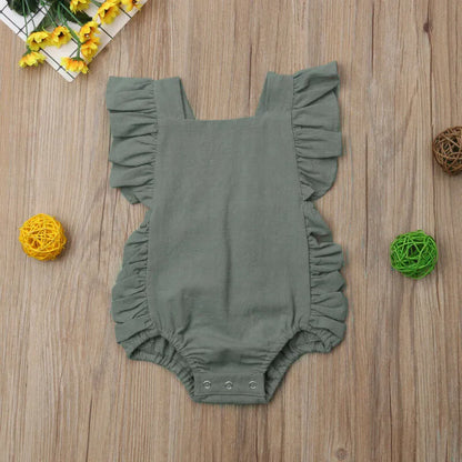 Fato de Verão sem Mangas para Bebé Menina com Folhos