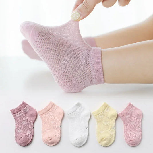 Meias Infantis em Malha Respirável – Pack 5 Pares
