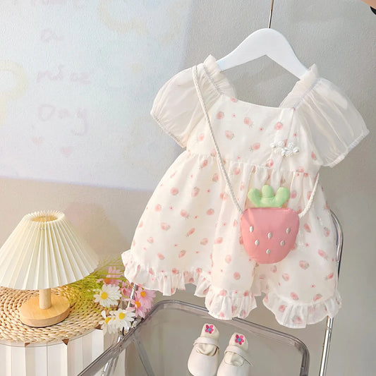 Vestido com Acessório Morango para Bebé Menina