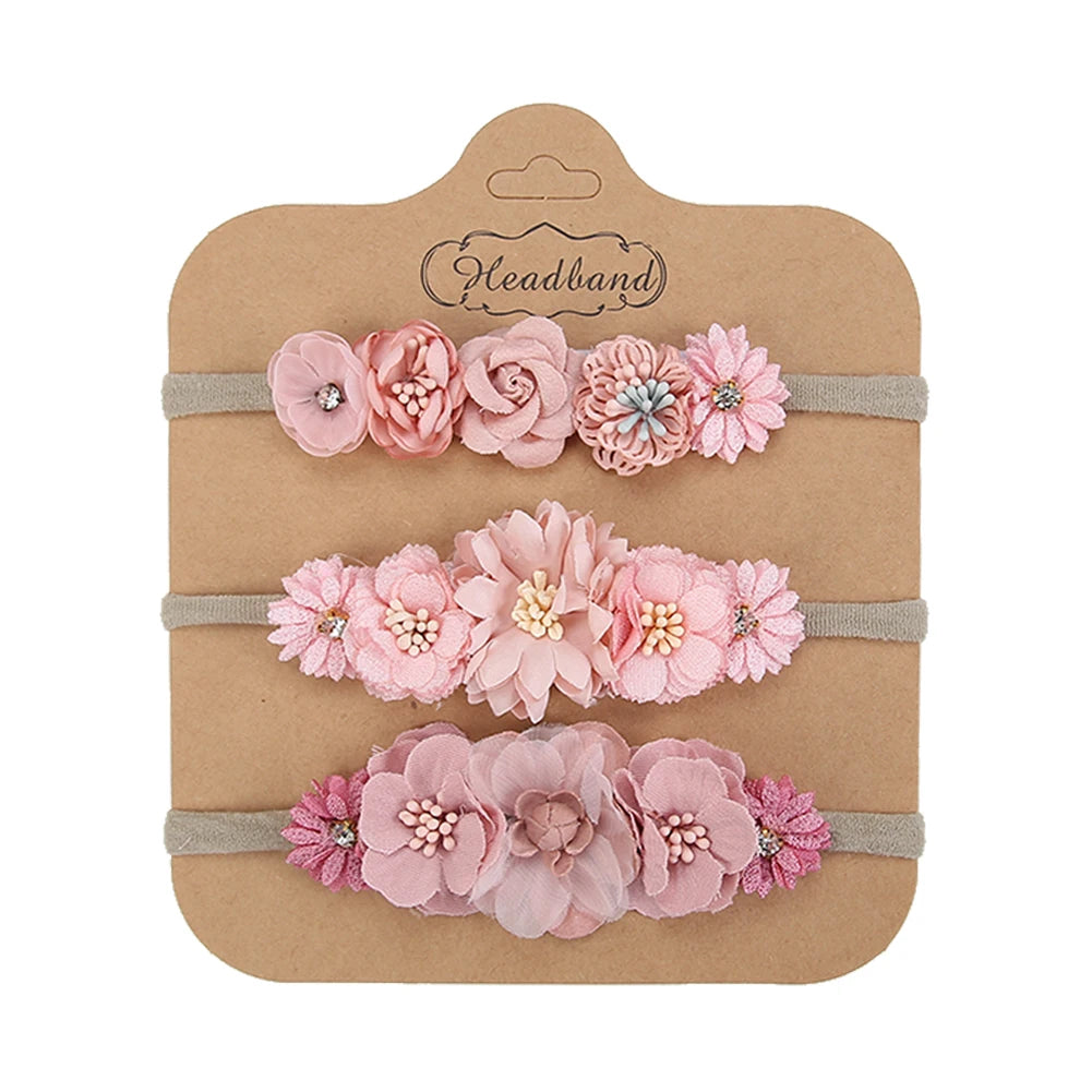 Conjunto 3 de Bandas de Cabelo com Flores