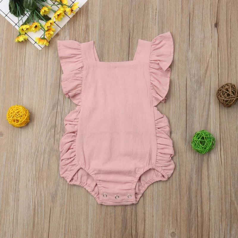 Fato de Verão sem Mangas para Bebé Menina com Folhos