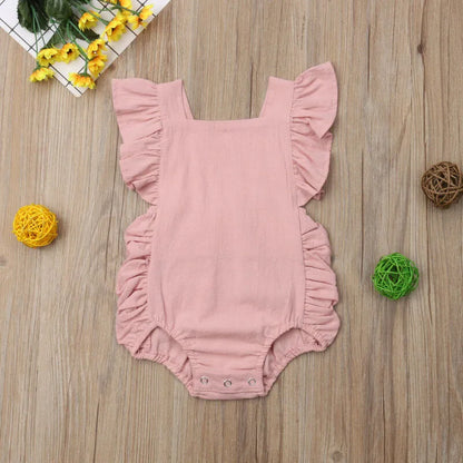 Fato de Verão sem Mangas para Bebé Menina com Folhos