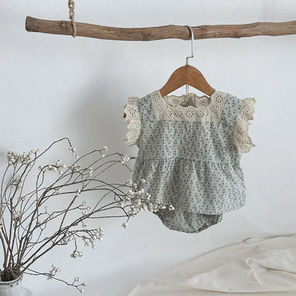 Conjunto Infantil de 2 Peças – Top sem Mangas com Estampado Floral e Calções