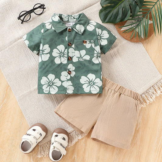 Conjunto Verão 2 Peças para Menino - Camisa com Bolsos e Calções