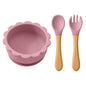 Conjunto de Alimentação Infantil 3 em 1 - Taça, Colher e Garfo em Silicone com Design de Animais