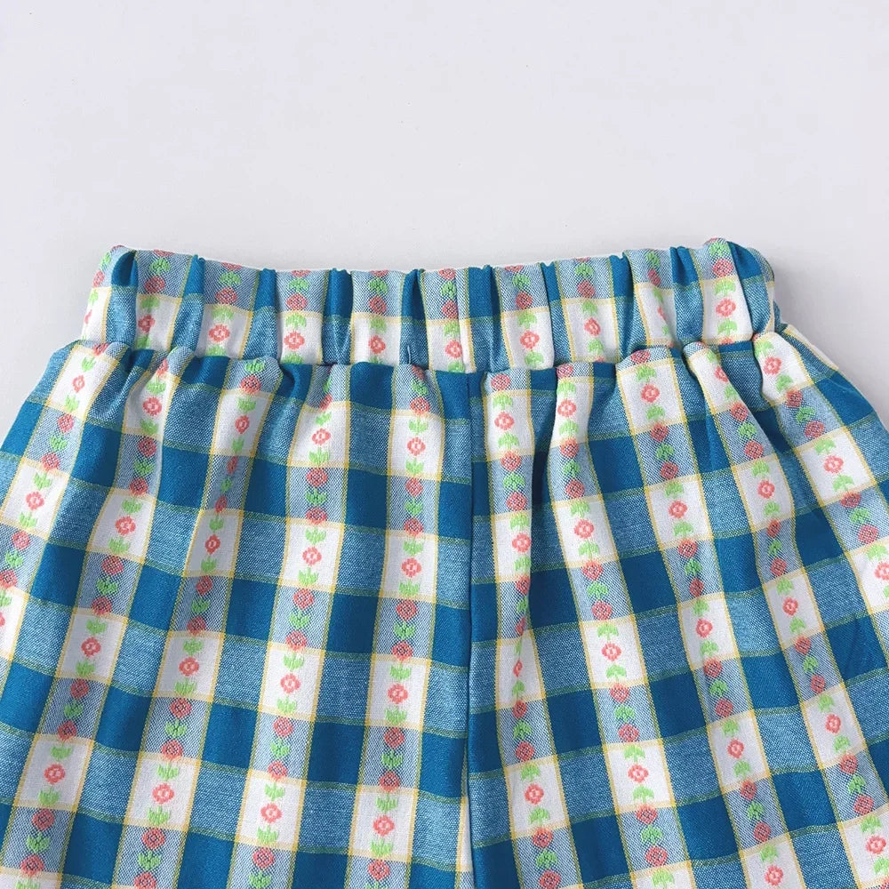 Conjunto de Verão 2 Peças para Menina – Com Camisa de Folhos e Calções