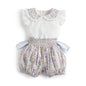 Conjunto para Meninas Top com Gola Dobrável e Calções Florais
