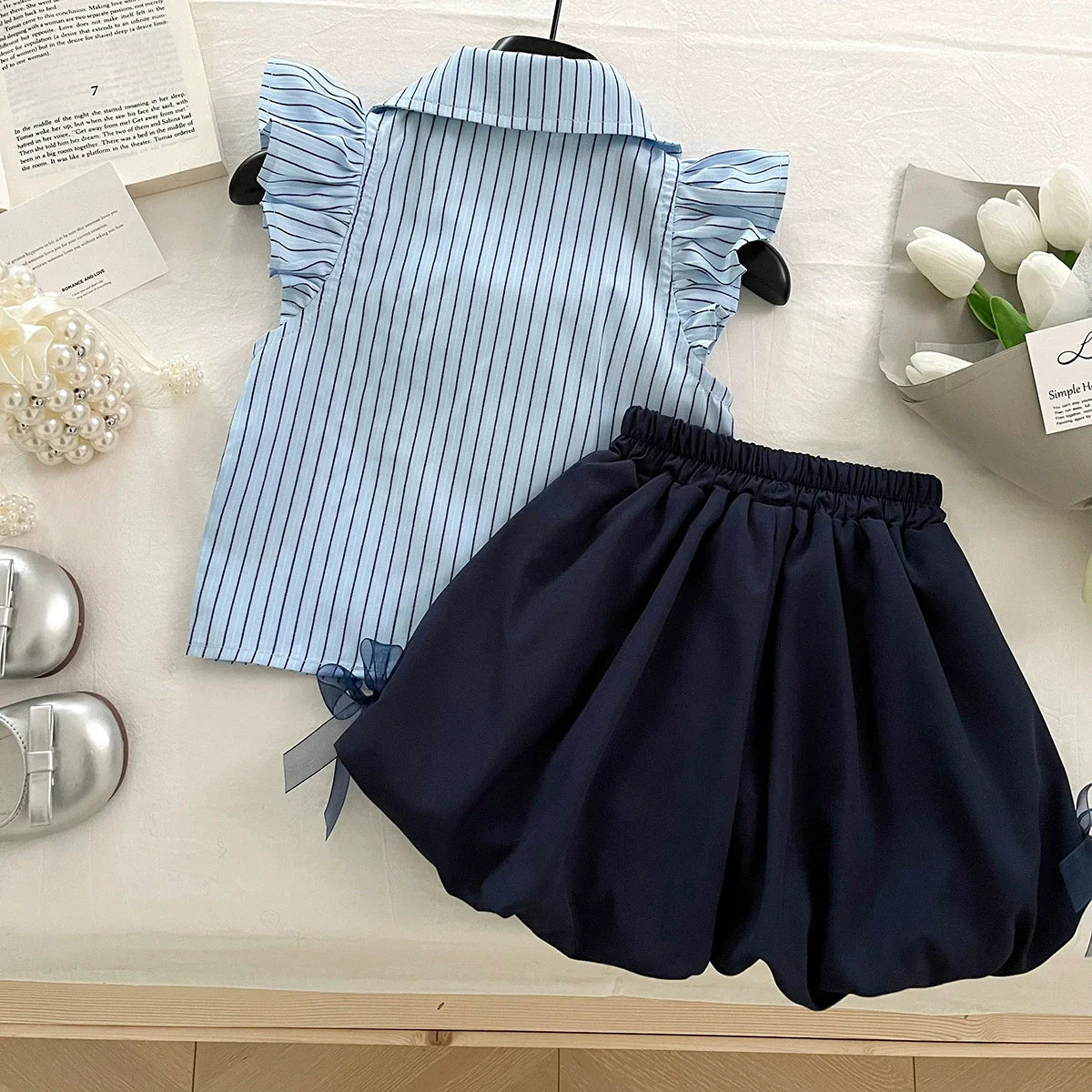 Conjunto de Verão para Menina – 2 Peças com Top Sem Mangas e Calções
