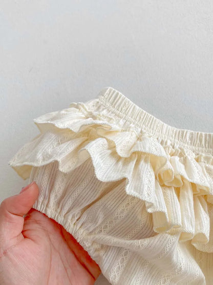 Conjunto de Verão para Bebé Menina – Blusa sem Mangas com Folhos e Saia-Calção
