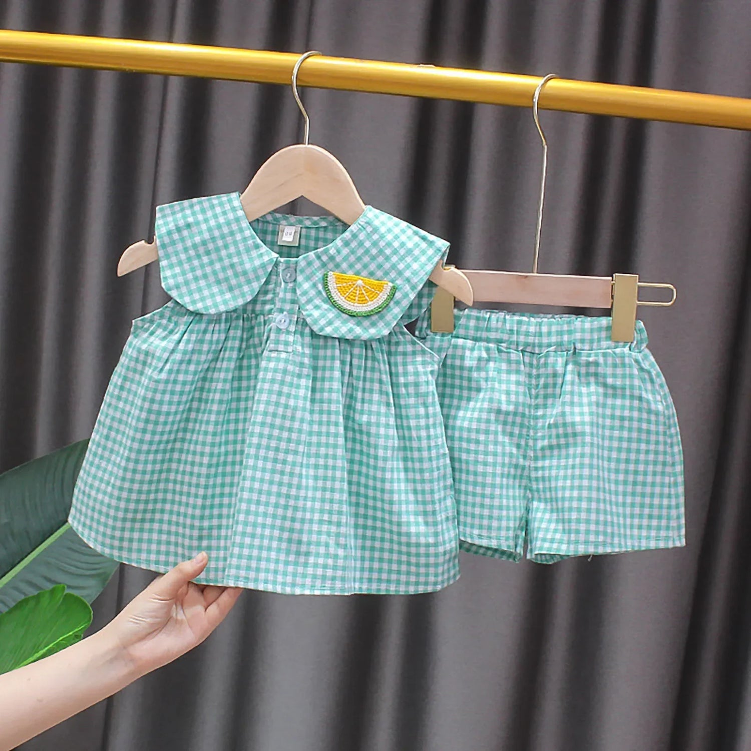 Conjunto de Verão para Menina - Frutas e Quadrados 2 Peças