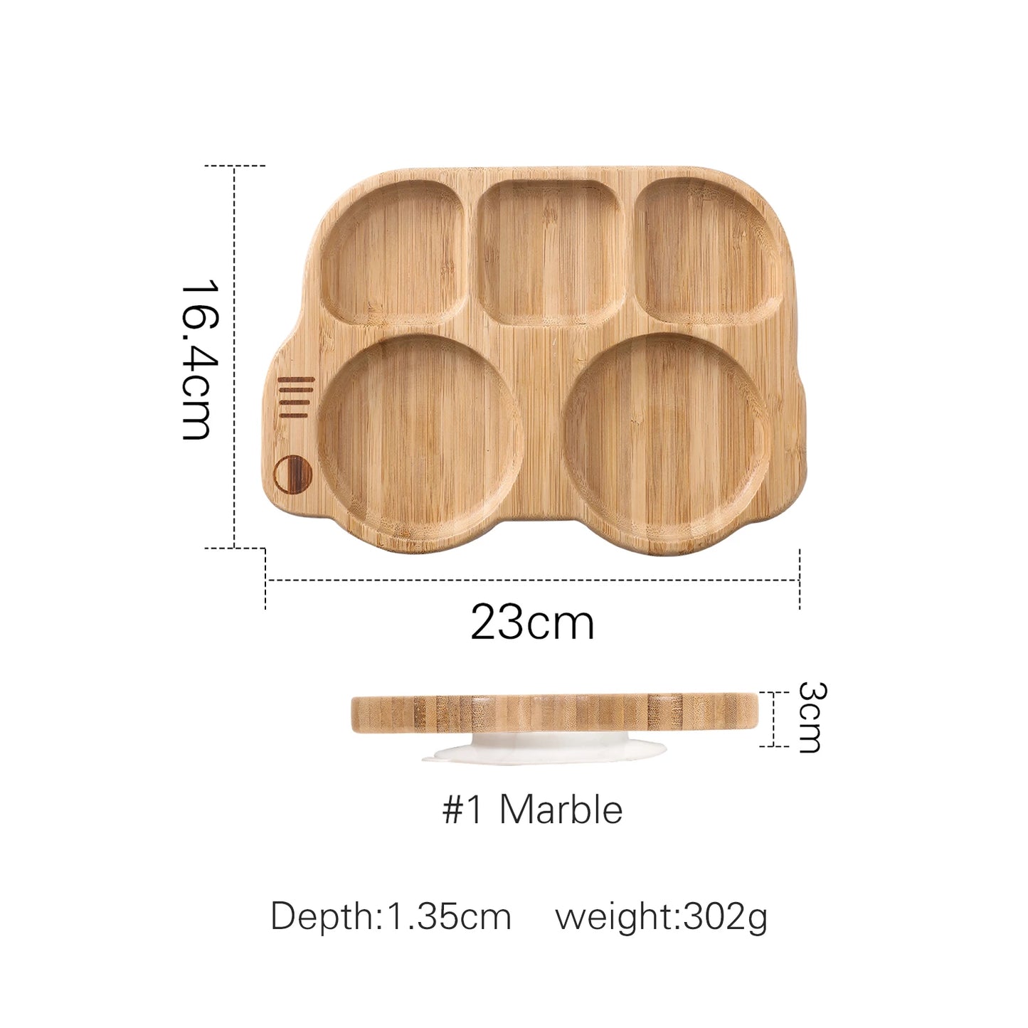Conjunto de Prato com Ventosa em Silicone com Talheres de Madeira para Bebé