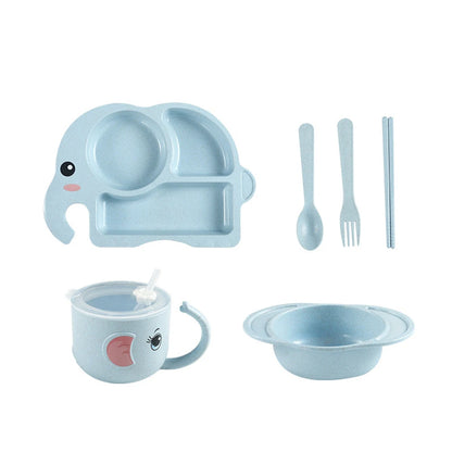 Conjunto de Talheres Infantis 6 Peças – Prato, Tigela, Copo, Colher e Garfo
