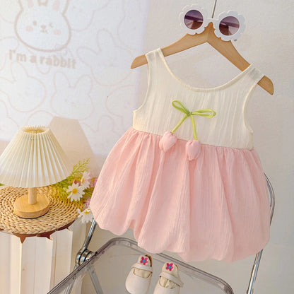 Vestido de Verão para Bebé Menina com Padrão de Túlipas