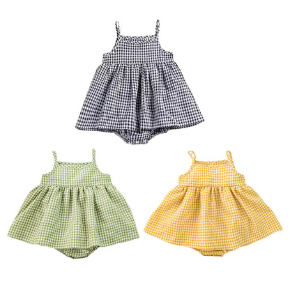 Vestido Casual com Alças e Bolsa Incorporada para Bebé 100% Algodão
