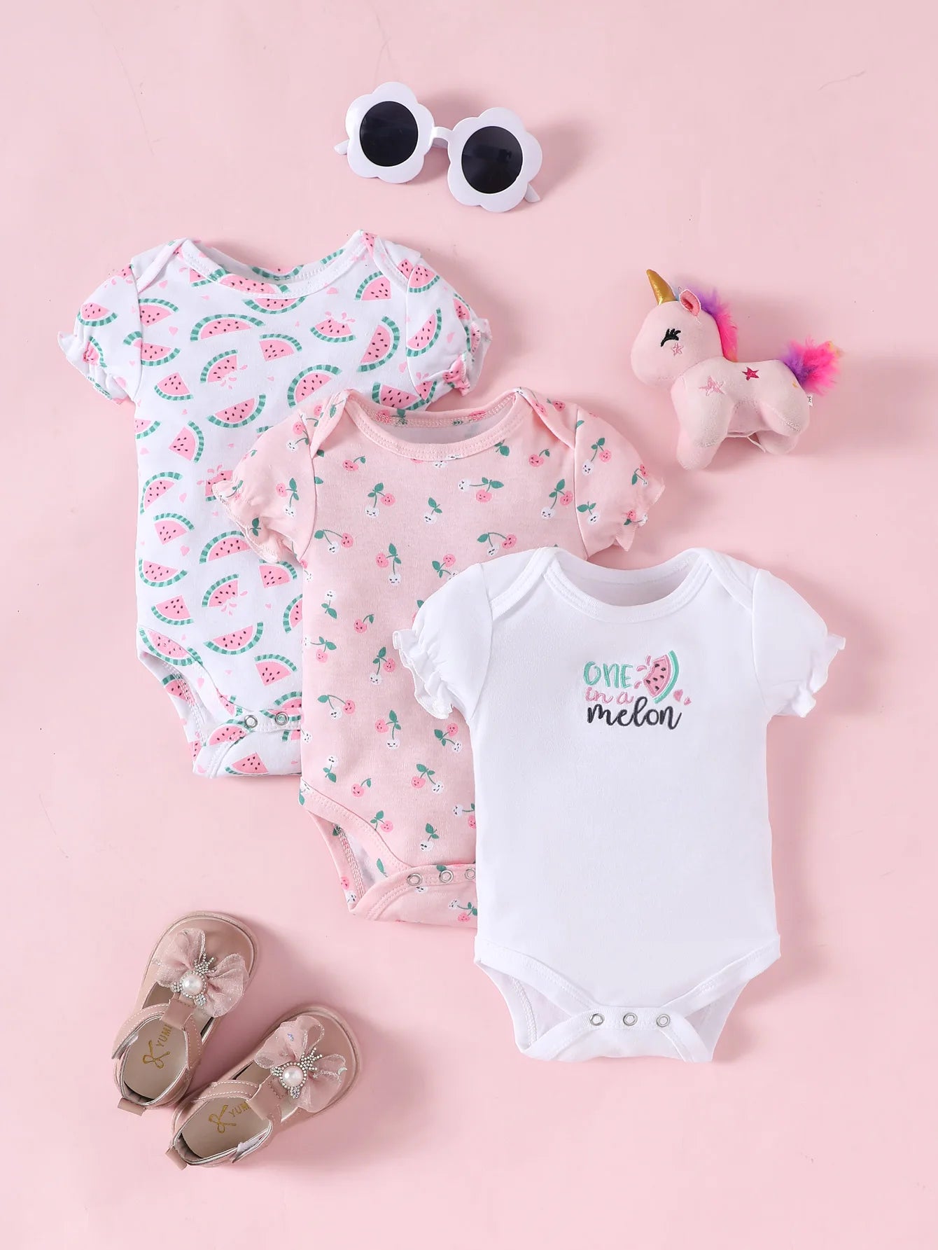 Conjunto de 3 Bodys para Bebé – 100% Algodão