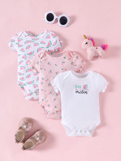 Conjunto de 3 Bodys para Bebé – 100% Algodão