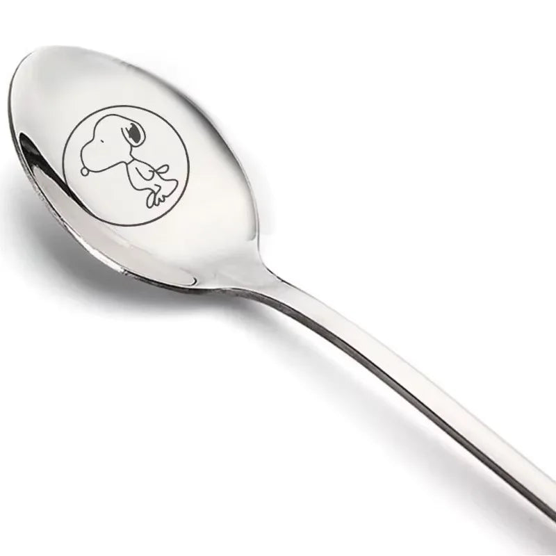 Colher Infantil em Aço Inoxidável com Estampa do Snoopy para Crianças