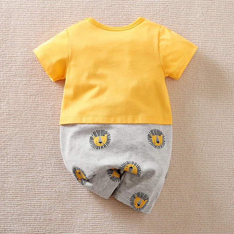 Babygrow de Verão Estampa de Leão em Algodão