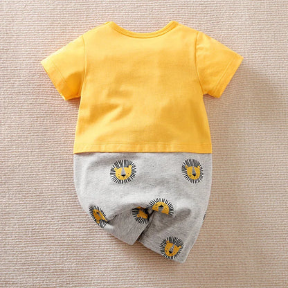 Babygrow de Verão Estampa de Leão em Algodão