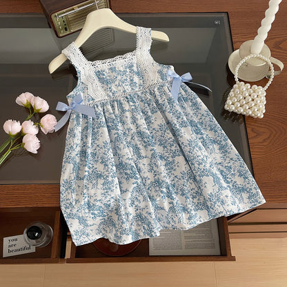 Vestido com Renda e Laço para Menina